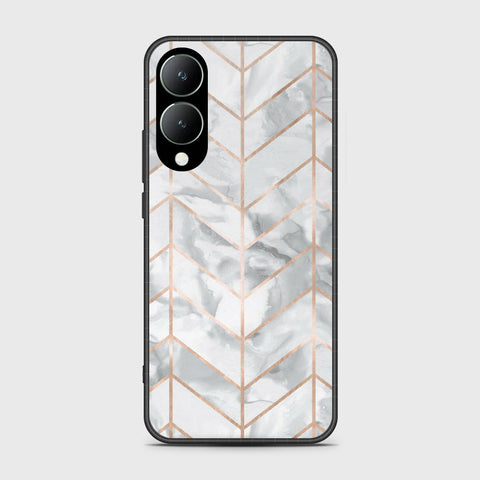 Vivo Y17s Cover- White Marble Series 2 - HQ Ultra Shine Premium Infinity Glass Soft Silicon Borders Case