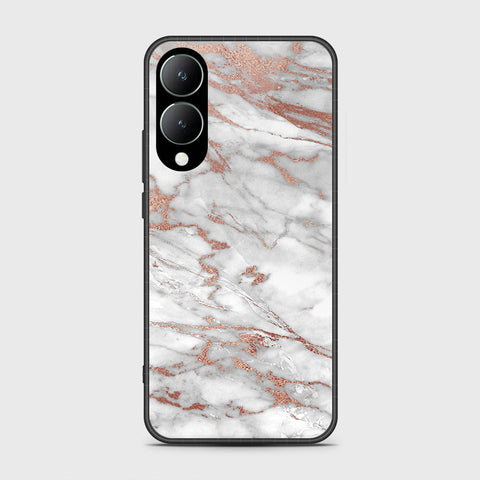 Vivo Y17s Cover- White Marble Series 2 - HQ Ultra Shine Premium Infinity Glass Soft Silicon Borders Case