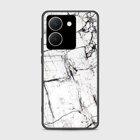 Vivo Y27s Cover- White Marble Series 2 - HQ Ultra Shine Premium Infinity Glass Soft Silicon Borders Case