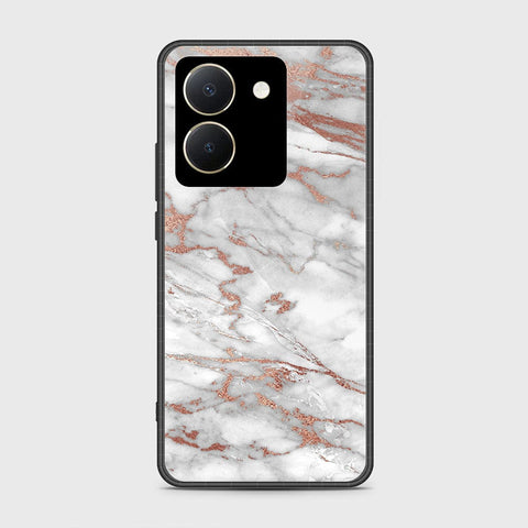 Vivo Y27s Cover- White Marble Series 2 - HQ Ultra Shine Premium Infinity Glass Soft Silicon Borders Case