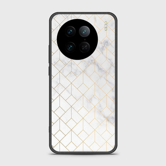 Vivo X90 Pro Cover - White Marble Series 2 - HQ Ultra Shine Premium Infinity Glass Soft Silicon Borders Case