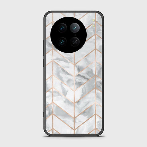 Vivo X90 Pro Cover - White Marble Series 2 - HQ Ultra Shine Premium Infinity Glass Soft Silicon Borders Case
