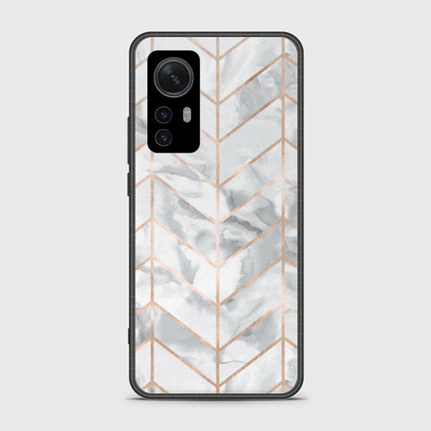 Xiaomi 12 Cover- White Marble Series 2 - HQ Ultra Shine Premium Infinity Glass Soft Silicon Borders Case