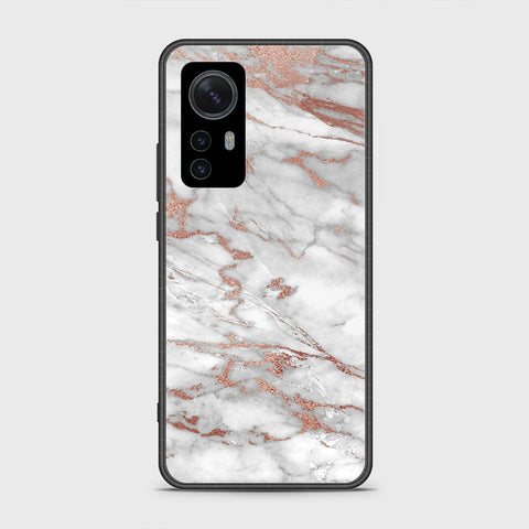 Xiaomi 12 Cover- White Marble Series 2 - HQ Ultra Shine Premium Infinity Glass Soft Silicon Borders Case