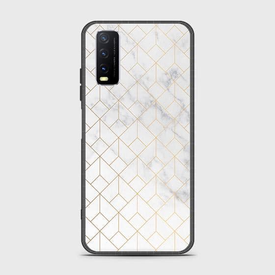 Vivo Y20a Cover - White Marble Series 2 - HQ Ultra Shine Premium Infinity Glass Soft Silicon Borders Case