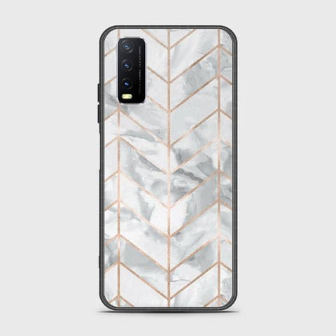 Vivo Y20a Cover - White Marble Series 2 - HQ Ultra Shine Premium Infinity Glass Soft Silicon Borders Case