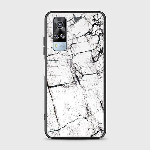 Vivo Y51s Cover - White Marble Series 2 - HQ Ultra Shine Premium Infinity Glass Soft Silicon Borders Case