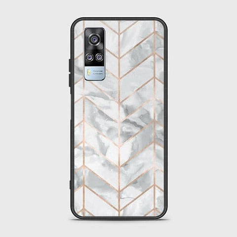 Vivo Y31 Cover - White Marble Series 2 - HQ Ultra Shine Premium Infinity Glass Soft Silicon Borders Case
