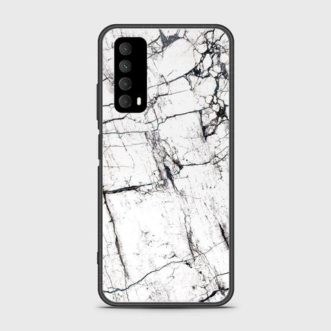 Huawei Psmart 2021 Cover- White Marble Series 2 - HQ Ultra Shine Premium Infinity Glass Soft Silicon Borders Case