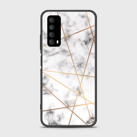 Huawei Psmart 2021 Cover- White Marble Series 2 - HQ Ultra Shine Premium Infinity Glass Soft Silicon Borders Case