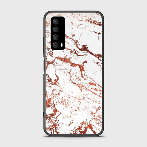 Huawei Psmart 2021 Cover- White Marble Series 2 - HQ Ultra Shine Premium Infinity Glass Soft Silicon Borders Case