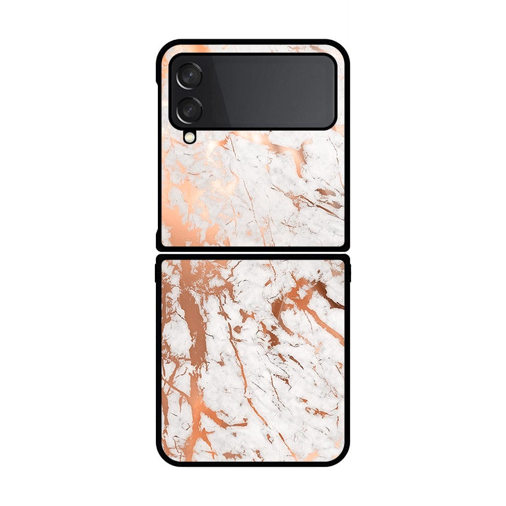 Samsung Galaxy Z Flip 4 5G Cover- White Marble Series 2 - HQ Premium Shine Durable Shatterproof Case - Soft Silicon Borders (Fast Delivery)