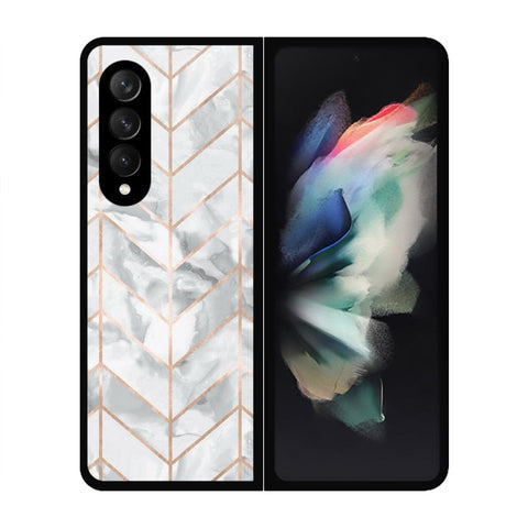 Samsung Galaxy Z Fold 3 5G Cover- White Marble Series 2 - HQ Premium Shine Durable Shatterproof Case - Soft Silicon Borders