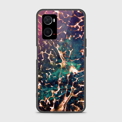 Oppo A76 Cover- Colorful Marble Series - HQ Ultra Shine Premium Infinity Glass Soft Silicon Borders Case