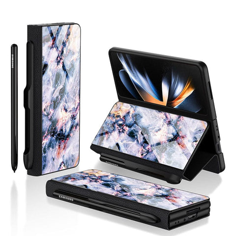Samsung Galaxy Z Fold 3 5G Cover- Colorful Marble Series - HQ Ultra Shine Premium Infinity Glass Soft Silicon Borders Case