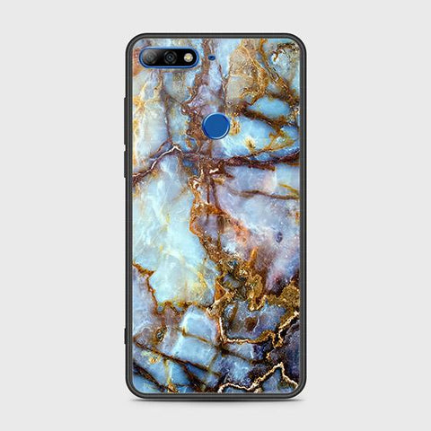 Huawei Y7 2018 Cover - Colorful Marble Series - HQ Ultra Shine Premium Infinity Glass Soft Silicon Borders Case