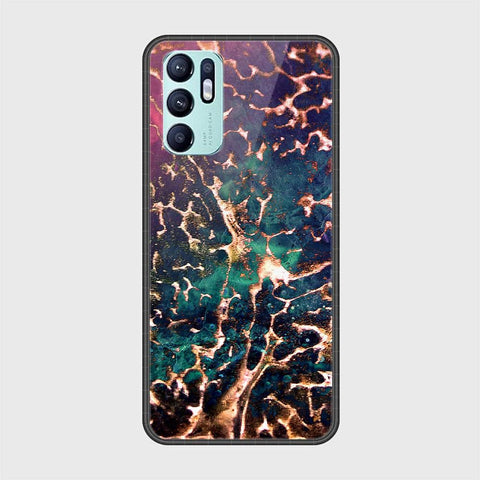 Oppo Reno 6 Cover - Colorful Marble Series - HQ Ultra Shine Premium Infinity Glass Soft Silicon Borders Case