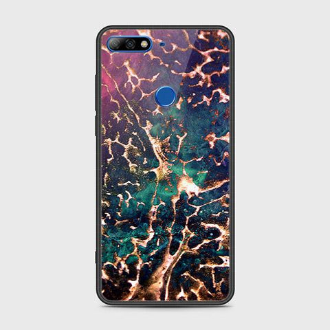 Huawei Y7 2018 Cover - Colorful Marble Series - HQ Ultra Shine Premium Infinity Glass Soft Silicon Borders Case