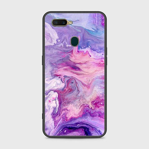 Oppo A7 Cover - Colorful Marble Series - HQ Ultra Shine Premium Infinity Glass Soft Silicon Borders Case