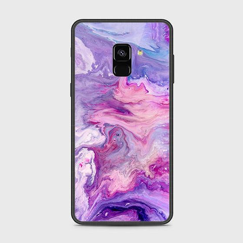 Samsung Galaxy A8 2018 Cover - Colorful Marble Series - HQ Ultra Shine Premium Infinity Glass Soft Silicon Borders Case