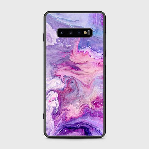 Samsung Galaxy S10 Plus Cover - Colorful Marble Series - HQ Ultra Shine Premium Infinity Glass Soft Silicon Borders Case