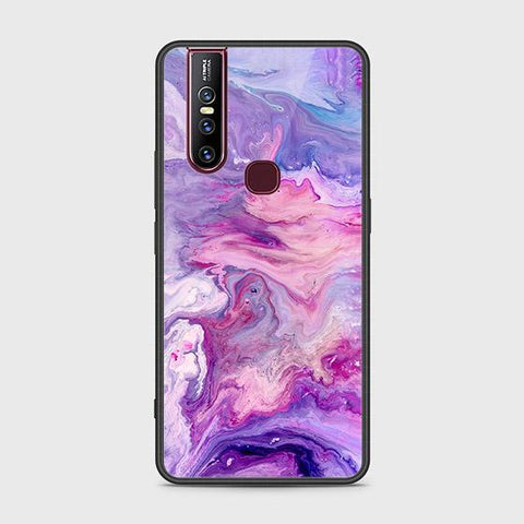 Vivo V15 Cover - Colorful Marble Series - HQ Ultra Shine Premium Infinity Glass Soft Silicon Borders Case