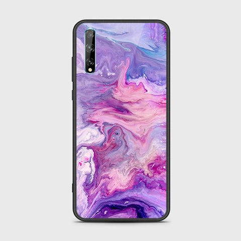 Huawei Y8p Cover - Colorful Marble Series - HQ Ultra Shine Premium Infinity Glass Soft Silicon Borders Case