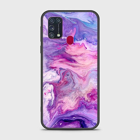 Samsung Galaxy M21 Cover - Colorful Marble Series - HQ Ultra Shine Premium Infinity Glass Soft Silicon Borders Case