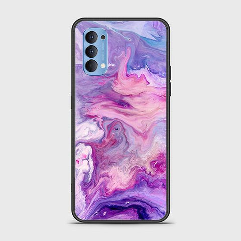 Oppo Reno 4 Cover - Colorful Marble Series - HQ Ultra Shine Premium Infinity Glass Soft Silicon Borders Case