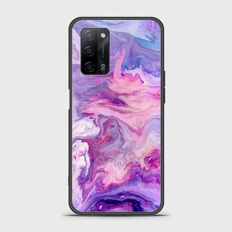 Oppo A55s Cover- Colorful Marble Series - HQ Ultra Shine Premium Infinity Glass Soft Silicon Borders Case