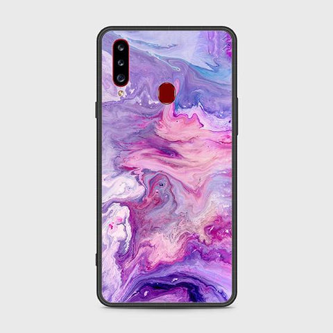 Samsung Galaxy A20s Cover - Colorful Marble Series - HQ Ultra Shine Premium Infinity Glass Soft Silicon Borders Case