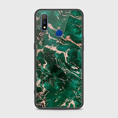 Realme 3 Cover - Colorful Marble Series - HQ Ultra Shine Premium Infinity Glass Soft Silicon Borders Case