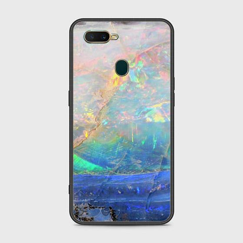 Oppo A7 Cover - Colorful Marble Series - HQ Ultra Shine Premium Infinity Glass Soft Silicon Borders Case