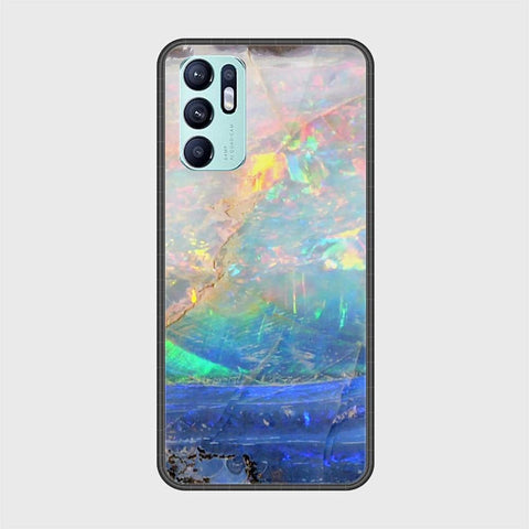 Oppo Reno 6 Cover - Colorful Marble Series - HQ Ultra Shine Premium Infinity Glass Soft Silicon Borders Case