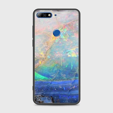 Huawei Y7 2018 Cover - Colorful Marble Series - HQ Ultra Shine Premium Infinity Glass Soft Silicon Borders Case