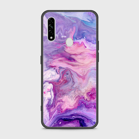 Oppo A8 Cover- Colorful Marble Series - HQ Ultra Shine Premium Infinity Glass Soft Silicon Borders Case