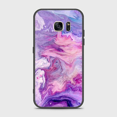 Samsung Galaxy S7 Cover- Colorful Marble Series - HQ Ultra Shine Premium Infinity Glass Soft Silicon Borders Case