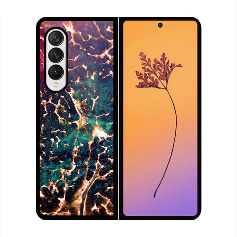 Samsung Galaxy Z Fold 4 5G Cover - Colorful Marble Series - HQ Premium Shine Durable Shatterproof Case - Soft Silicon Borders