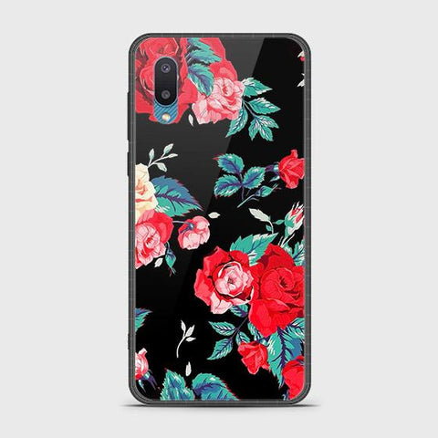 Samsung Galaxy A02 Cover - Floral Series - HQ Ultra Shine Premium Infinity Glass Soft Silicon Borders Case