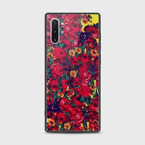 Samsung Galaxy Note 10 Plus Cover - Floral Series - HQ Ultra Shine Premium Infinity Glass Soft Silicon Borders Case