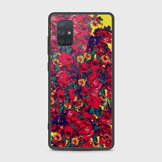 Samsung Galaxy A71 Cover - Floral Series - HQ Ultra Shine Premium Infinity Glass Soft Silicon Borders Case