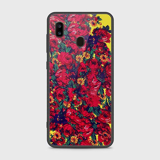 Samsung Galaxy A20 Cover - Floral Series - HQ Ultra Shine Premium Infinity Glass Soft Silicon Borders Case