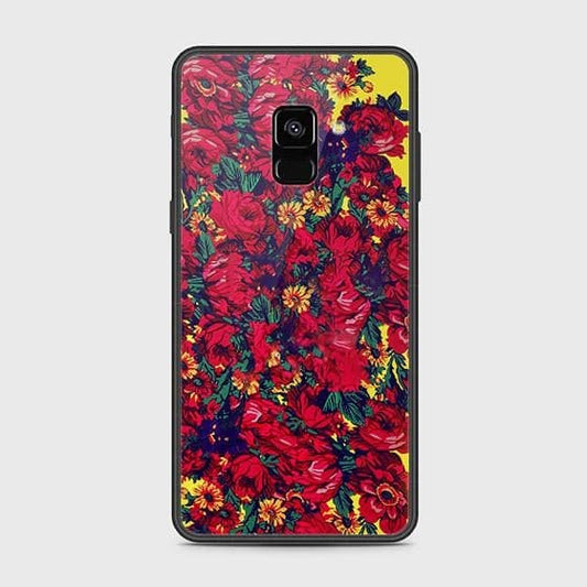 Samsung Galaxy A8 2018 Cover - Floral Series - HQ Ultra Shine Premium Infinity Glass Soft Silicon Borders Case