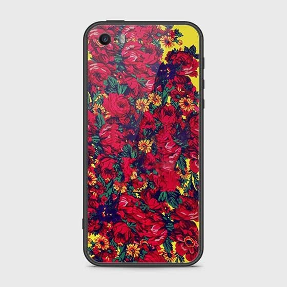 iPhone SE Cover - Floral Series - HQ Ultra Shine Premium Infinity Glass Soft Silicon Borders Case