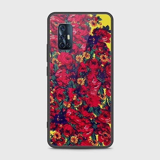 Vivo V17 Cover - Floral Series - HQ Ultra Shine Premium Infinity Glass Soft Silicon Borders Case