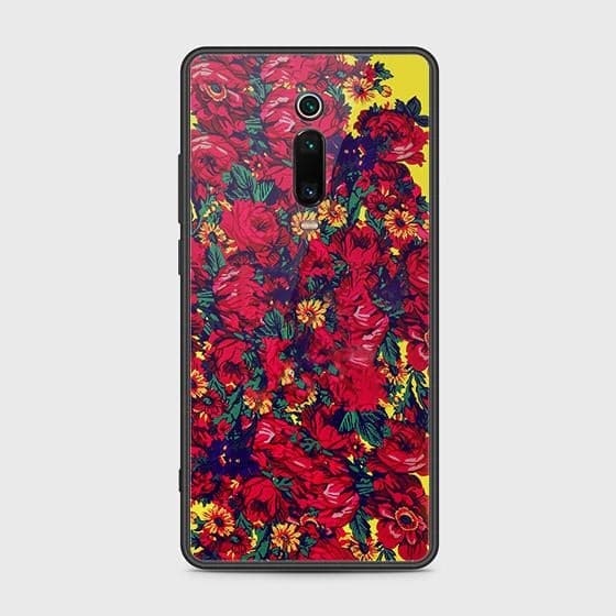 Xiaomi Mi 9T Cover - Floral Series - HQ Ultra Shine Premium Infinity Glass Soft Silicon Borders Case