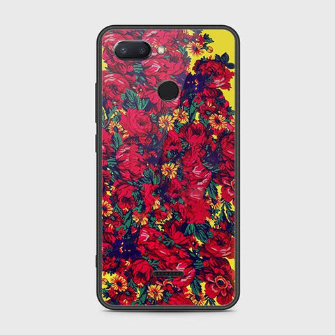 Xiaomi Redmi 6 Cover - Floral Series - HQ Ultra Shine Premium Infinity Glass Soft Silicon Borders Case