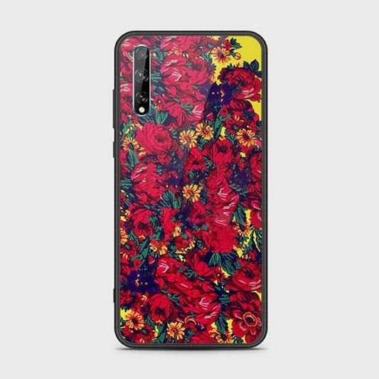 Huawei P Smart S Cover - Floral Series - HQ Ultra Shine Premium Infinity Glass Soft Silicon Borders Case