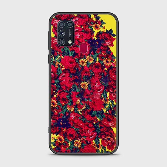 Samsung Galaxy M31 Cover - Floral Series - HQ Ultra Shine Premium Infinity Glass Soft Silicon Borders Case