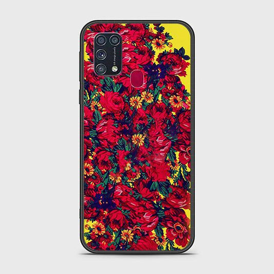 Samsung Galaxy M21 Cover - Floral Series - HQ Ultra Shine Premium Infinity Glass Soft Silicon Borders Case